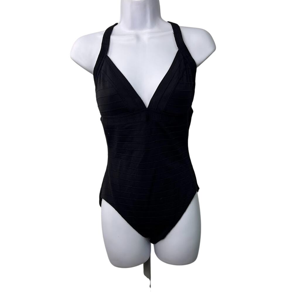 Givenchy Women's Black Ribbed One Piece Swimsuit NO SIZE